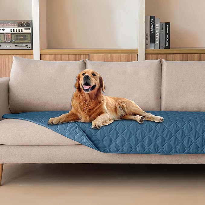 gogobunny 3X Stronger Waterproof Pet Blanket, Scratch Proof Furniture Protector for Dogs Cats, Reversible Cover 30x80 Inch, Dark Blue by gogobunny