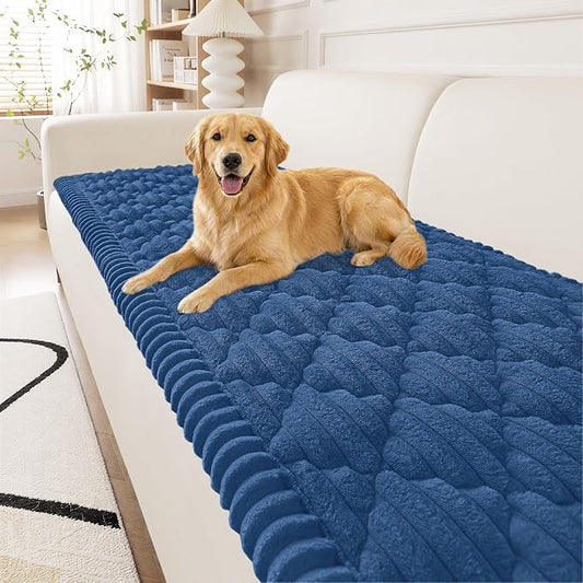 Smiry Couch Cover for Dogs Washable, Non Slip Fuzzy Pet Sofa Protector | Soft Thick Furniture Cover for Sofa, Loveseat and Sectional, Scratch & Pet Hair Resistant (Navy, 27.6" x 47") by Smiry