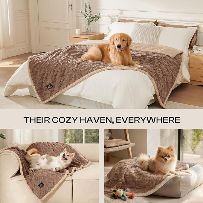 Luciphia Waterproof Blanket for King Bed Reversible Fleece Couch Cover | Reversible waterproof pet blanket soft fleece machine washable protect couch bed, Khaki-thicken 100" x 82" - Image 4