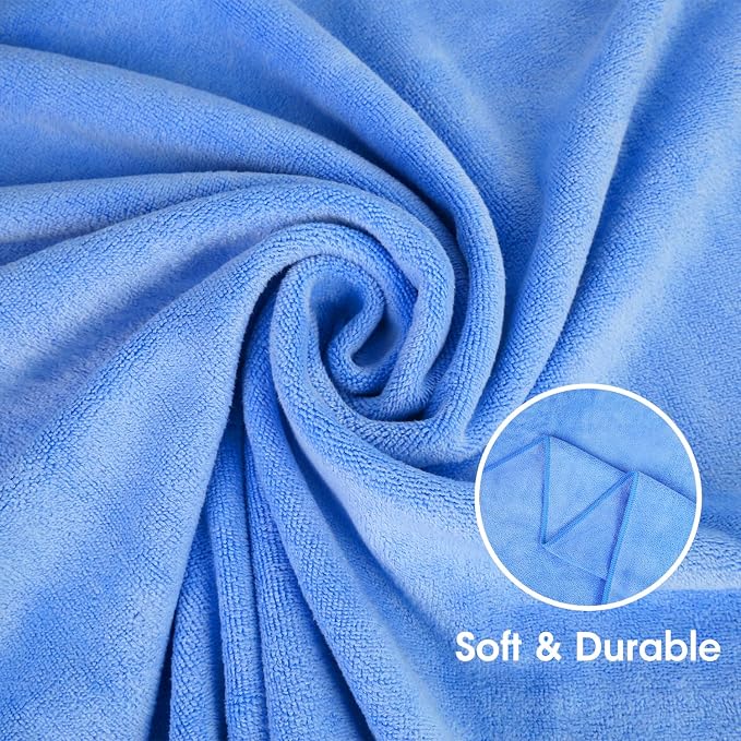 JML Bath Towel, Microfiber, 6 Pack, 30" x 60", Blue | Hanging Loop, Soft, Absorbent, Quick Dry, Lint Free, Fade Resistant - Image 2