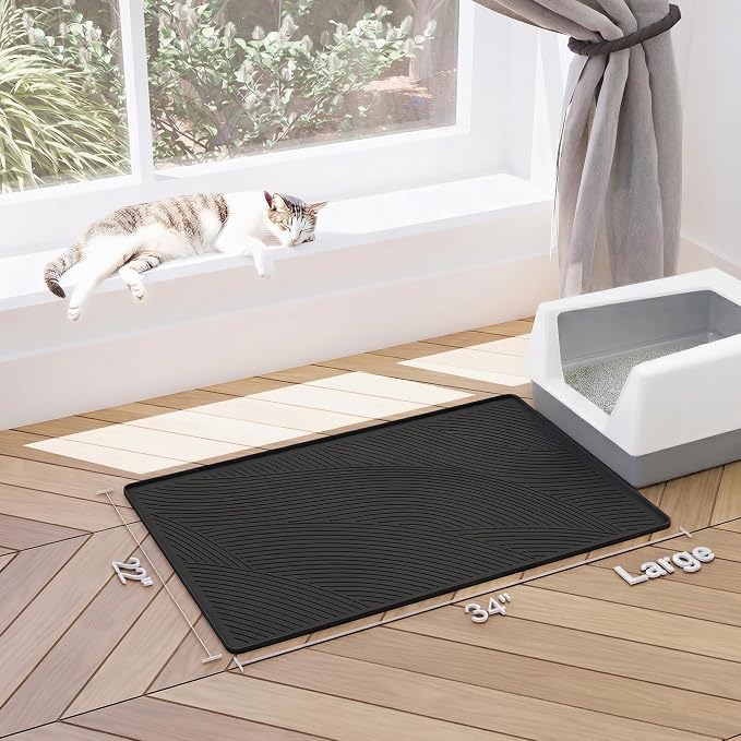 Cat Litter Box Mat - L Large Size 34 x 22 in, Water Proof, Kitty Litter Trapping Mat, Easy to Clean, Scatter Control, Odorless, Pet Supplies for Indoor Cats, Dark Gray - Image 7