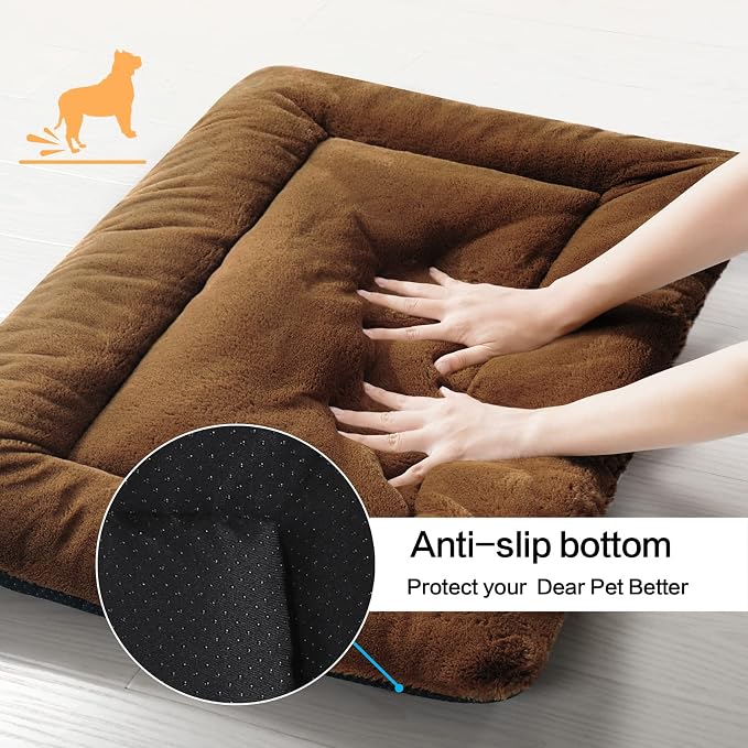 Dog Crate Pad Washable Dog Bed for Crate Small Cozy Mat 22-Inch Brown | Ultra Soft Kennel Pad,Anti-Slip Bottom,Fits for Most Metal Crates,Comfortable Sleeping Pet Mat - Image 6