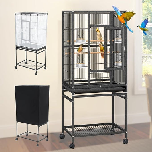 YINTATECH 53 inches Bird Cage Seed Catcher & Birdcage Cover, Bird Cages for Parakeets, Parrot, Cockatiel, Pigeon, Finch cage for Birds | Bird Cages for Parakeets, Parrot, Cockatiel, Pigeon by YINTATECH
