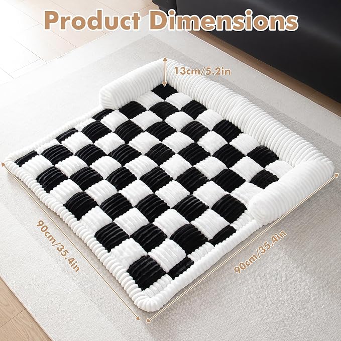 TOPCHANCES Dog Couch Covers, Thickened Quilted Plaid Funny Fuzzy Pet Sofa Mat Dog Cover Protector for Large Dogs (Black, 30x30 inch) - Image 5