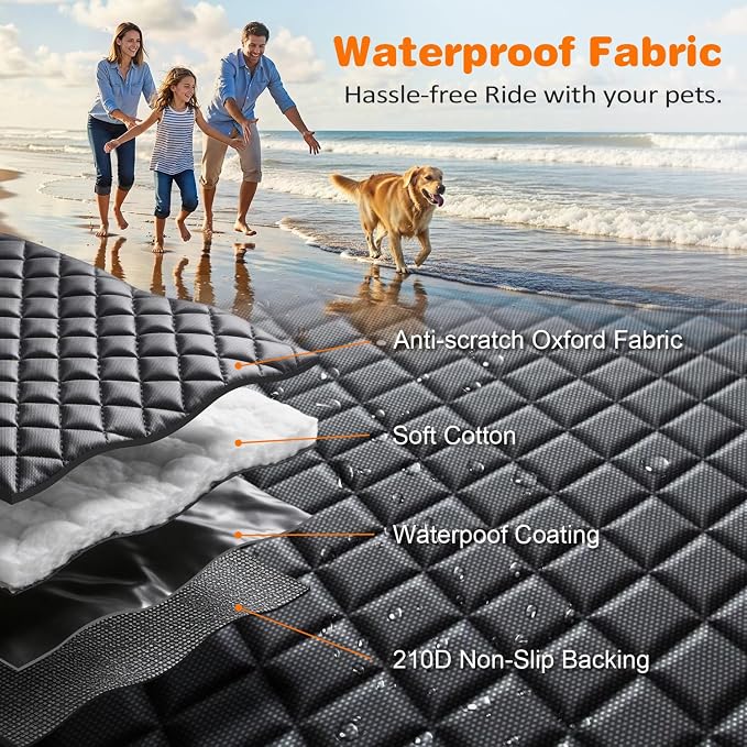 URPOWER Dog Car Seat Cover for Back Seat, Waterproof Hammock for Car & SUV | Mesh Window, Side Flaps, 600D Oxford, Scratch Resistant, Non-Slip, Easy Install, Machine Washable, Pee Pad Included - Image 7