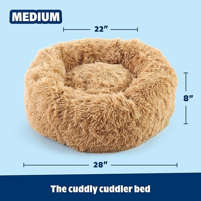 Barkbox Dog Bed, 2-in-1 Memory Foam Donut Cuddler Dog and Cat Bed, Calming Orthopedic Joint Relief Fur Crate Lounger for Pets, Machine Washable + Removable Cover, Waterproof Lining, Includes Toy | Calming Orthopedic Joint Relief Furry Crate Lounger for... - Image 3