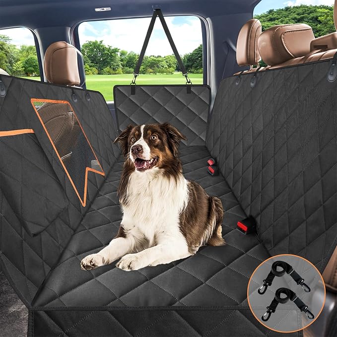 Kytely Dog Car Seat Cover XL, Heavy Duty Dog Seat Cover for Back Seat, 100% Waterproof Nonslip Hammock for Car with Side Flap, Scratch Proof Pet Back Seat Covers by Kytely
