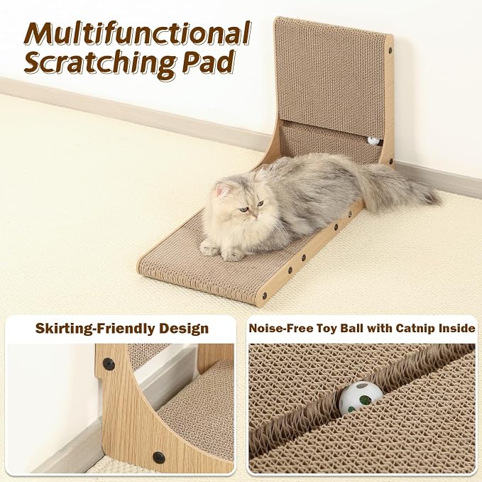 Zakkart 2-Pack Cat Scratching Board, 25.6'' Tall Cardboard L Shape Vertical Cat Scratchers for Indoor Cats, Cat Scratching Post for Wall and Couch, Large - Image 5