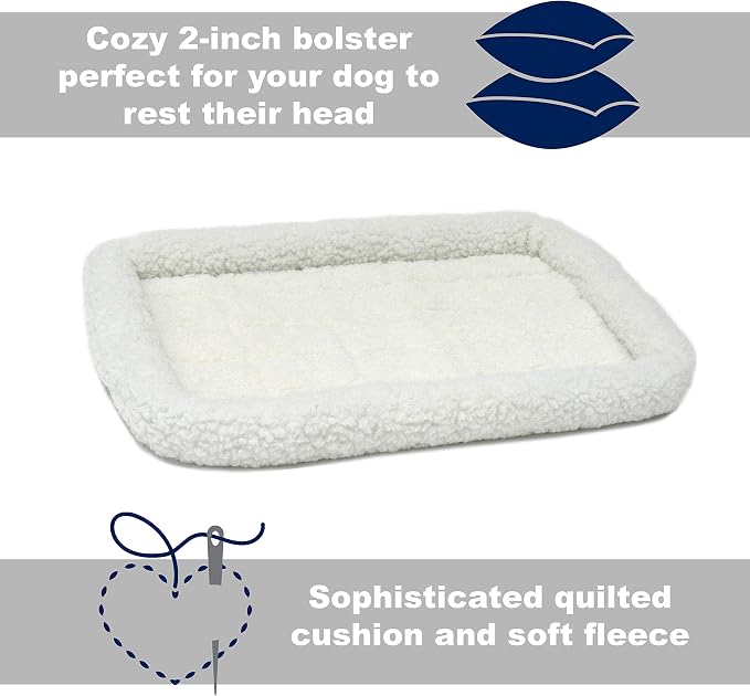 MidWest Homes for Pets QuietTime Dog Bed – White Fleece Bolster, Ultra-Soft and Machine Washable, Fits 24-Inch Crates and Carriers, for Small Breed Dogs (Pack of 2) - Image 7