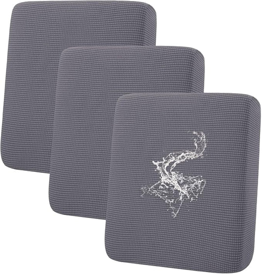 hyha Waterproof Couch Cushion Covers, Washable Sofa Cushion Slipcovers, Thick Stretch Jacquard Fabric, Couch Sofa Covers for Pets with Elastic Bottom (3 Pieces, Middle Grey) | Stretch Jacquard Fabric, Elastic Bottom, Non Slip Fit, Waterproof Protection... by hyha