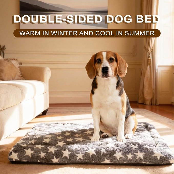4 Piece Washable Dog Bed Mat with Anti-Slip Bottom, Deluxe Plush Memory Foam Crate Pad & Waterproof Outdoor Kennel Mat for Dogs & Cats-Durable Crates Beds, Large Medium Small Puppy Size 36" x 24",L - Image 2