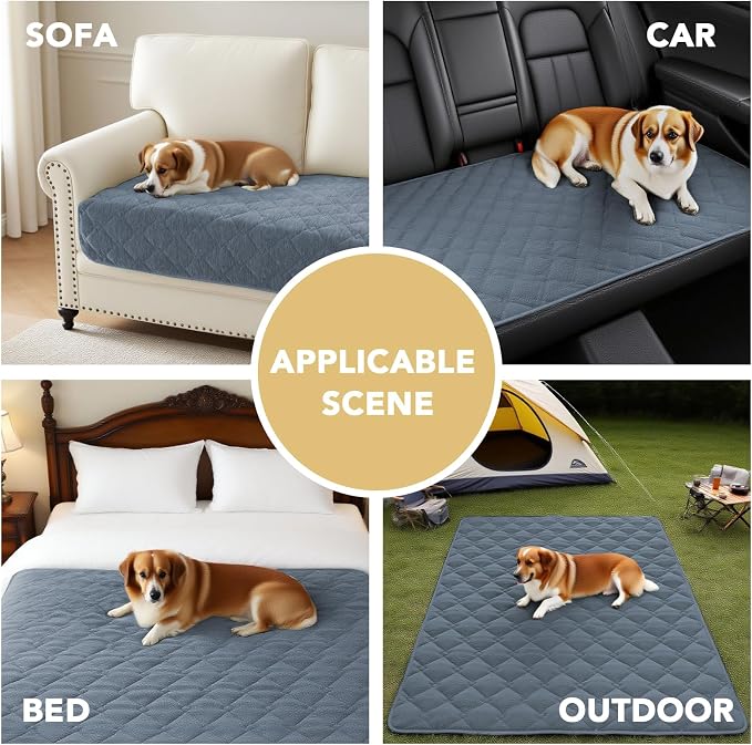 H.VERSAILTEX Couch Cover Chenille Pet Fuzzy Sofa Covers for 2 Cushion Couch and Chaise Anti Slip Washable Sofa Slipcovers Soft Couch Protector Cover for Dogs Cats Kids(40" x 50", Stone Blue) - Image 5