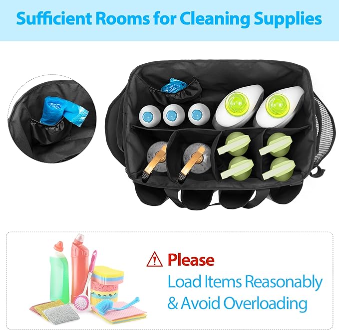 HODRANT Extra-Large Cleaning Caddy with Handles & Multi Pockets | Large Capacity Tote Bag for Cleaning Tools & Products Storage, Cleaner Organizer for Car, Home & Housekeeping Work, Gray - Image 2