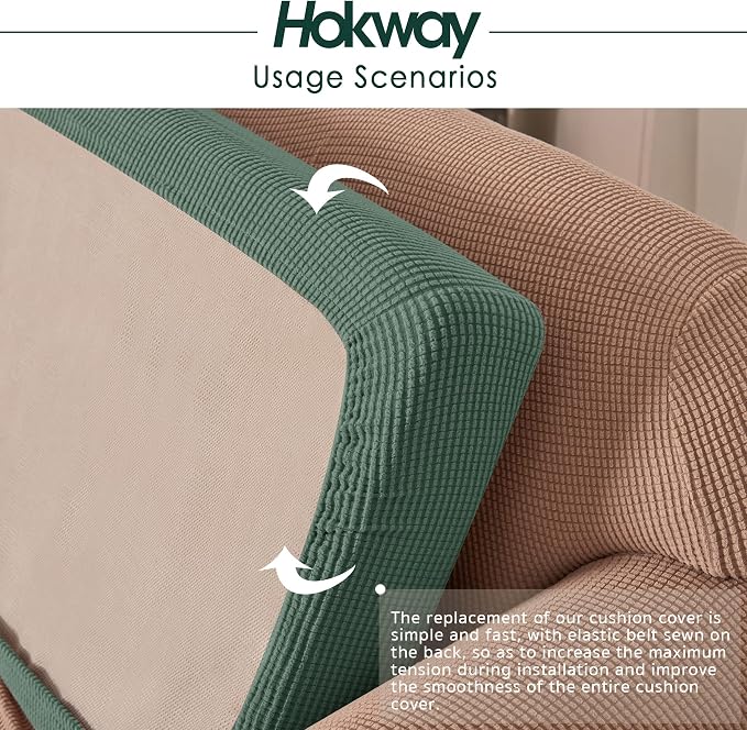 Hokway 3Piece Couch Cushion Slipcovers Stretch Reversible Cushion Protector Slipcovers Sofa Cushion Protector Covers (Celadon,Small-3PC) - Image 5