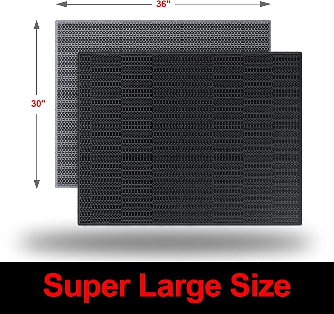 Waretary Large Cat Litter Mat, 36"x30" Waterproof Scatter Control Black | Double Layer Litter Recycling, Easy to Clean, Non-Slip, Durable, Paw-Friendly, Safe & Odorless, Fits Large Litter Boxes - Image 8