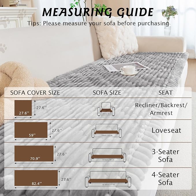 PuTian 100% Waterproof Fuzzy Couch Cover for Dogs Light Grey 27.6"x70.9" | Pet Friendly Dog Mat for Couch, Waterproof Sofa Protector, Scratch Resistant Furniture Cover for Dogs, Machine Washable - Image 6