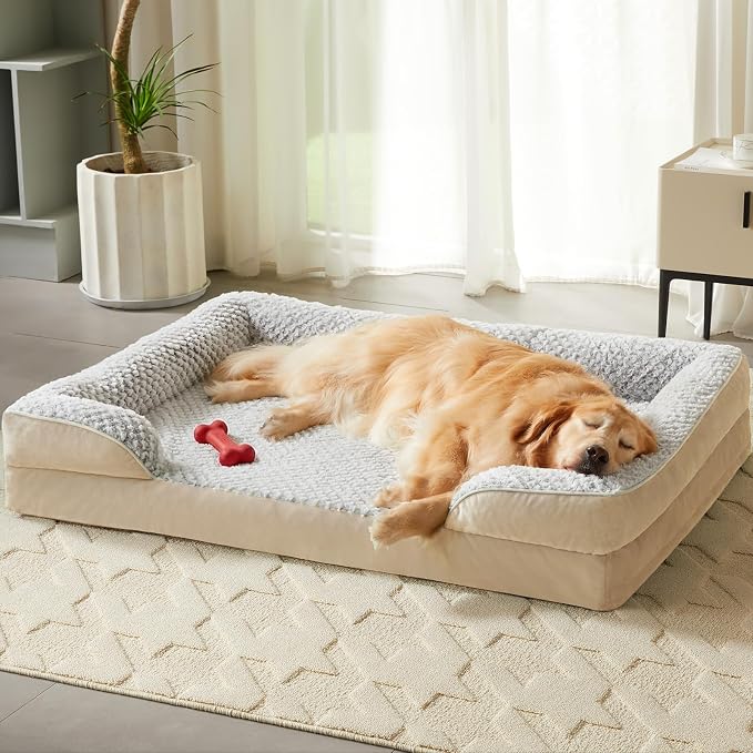 LEXTRO Orthopedic XXL Dog Bed, Washable Dog Beds for Extra Large Dogs | 48x35 Inch Non-Slip Bottom Dog Sofa for Senior Dogs and Pet Couch Bed with Waterproof Lining , Washable Removable Cover by LEXTRO