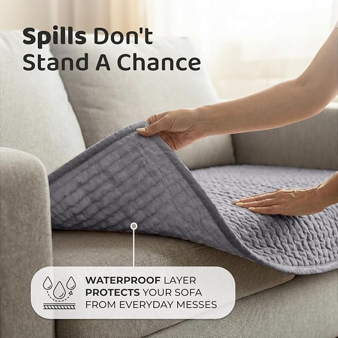 PAULATO BY GA.I.CO. Waterproof Blanket – 24x67” Changing Absorbent Pad for Incontinence – Machine Washable Stain-Resistant Protector for Couch Sofa or Bed – Reusable Waterproof Cover - Dark Grey - Image 3