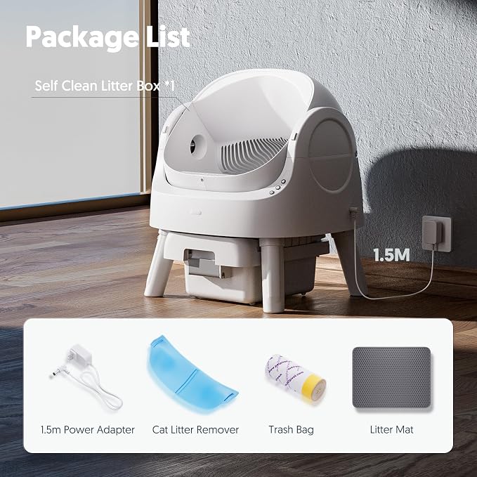 PetPivot Self Cleaning Litter Box, Open Top Automatic Litter Box for Multiple Cats, Multiple Layer Safety Protection, Liners and Mat Included, White - Image 8