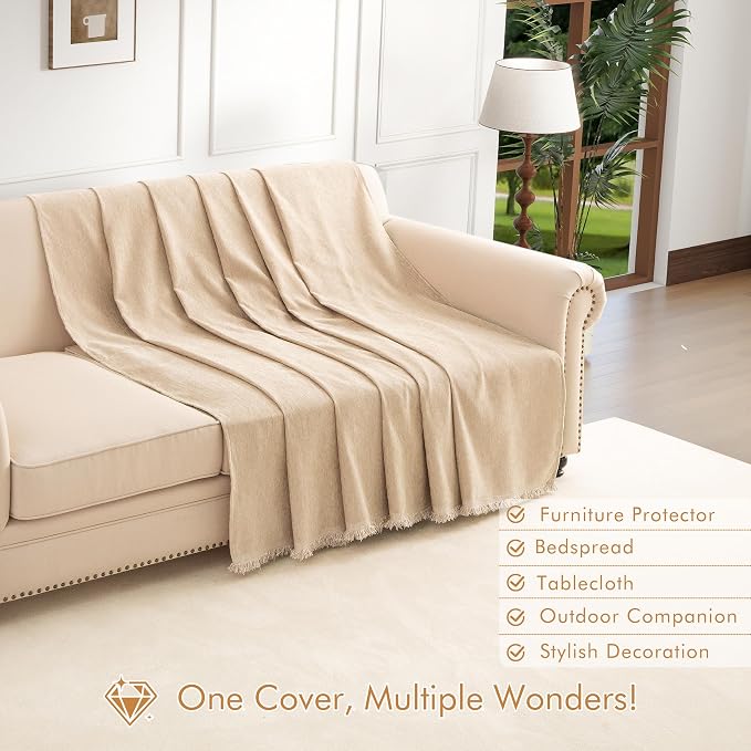 Couch Cover for 3 Cushion Couch Sofa Pet Friendly, Chenille Sectional L Shaped Sofa Cover Washable for Dogs Cats Kids, Leather Furniture Protector Slipcover Decor for Living Room, 91"x134" - Image 5