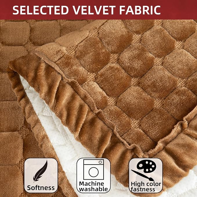 Couch Cover Sectional Couch Covers Non Slip Sofa Covers Washable for 3 Cushion Couch L Shaped Couch Protector Sofa Slipcovers for Kids Dogs Pets,Velvet,Coffee,36''x51''(Only 1 Piece) - Image 4