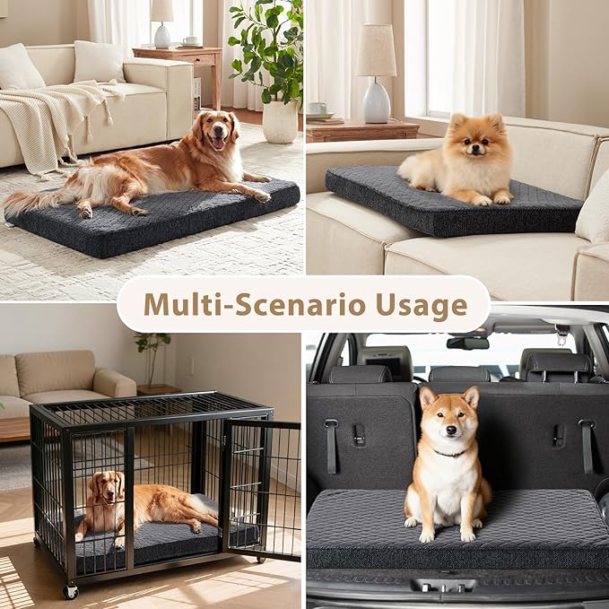 JOEJOY Orthopedic Dog Bed for Extra Large Dogs, Washable Dog Crate Bed Large Sized with Removable Cover, Egg Memory Foam Big Pet Beds, Grey, 47"x29" - Image 6
