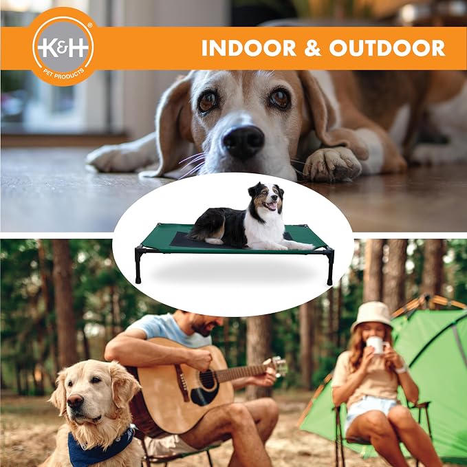 K&H Outdoor Elevated Dog Bed - Cooling Raised Dog Bed for Medium & Large Pets, Breathable Mesh Center Hammock Design, Indoor/Outdoor Washable Cover, Portable Metal Frame, Green, Large 42x30in - Image 6