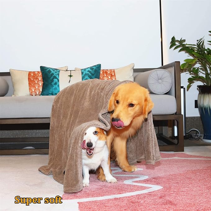 Dogvingpk Extra Large Dog Towel Super Absorbent Soft Quick Drying Microfiber Pet Bath Towels for Large & Medium Dogs (XL-55" * 36", Brown) - Image 5
