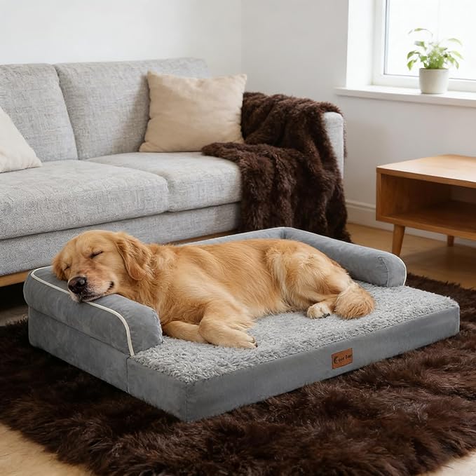 Waterproof Orthopedic Dog Bed for Medium Dogs, 35x22in, Grey | Orthopedic Foam Relieves Joint Pressure, Bolsters Supports Head And Neck, Washable Cover, Non-Slip Bottom - Image 10