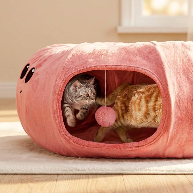 Cat Tunnel Bed with 20 Cat Toys, Collapsible Play Tunnel for Indoor Cats, Kitten Toys for Indoor Kittens, Octopus Shaped - Image 2