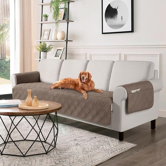 TAOCOCO Waterproof Oversized Couch Covers for Pets Dogs with Non Slip Backing, Sofa Seat Covers with Pocket for 4 Cushion Couch Washable Dog Couch Protector Sofa Slipcovers(Oversized Sofa, Taupe) by TAOCOCO