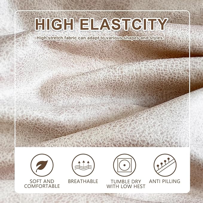 molasofa Leather Like Couch Cushion Covers Sofa Slipcovers Sets Couches Furniture Protector Covers for Sectional Armchair Loveseat Stretch Spandex Fabric, Machine Washable (3 Cushion Sofa, Beige) - Image 5