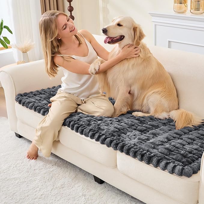 Waterproof Dog Couch Cover, Non Slip Pet Sofa Protector, Thick Fuzzy Couch Cover for Dogs, Machine Washable Furniture Protector, Scratch Resistant Pet Couch Mat(Dark Gray, 28" x 59"/70 x 150cm) - Image 9