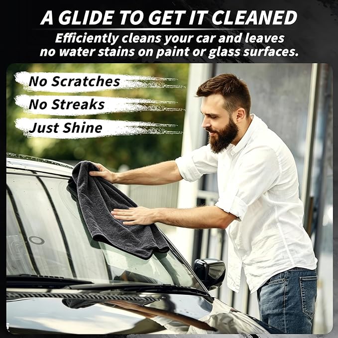 20 Pack Microfiber Towels for Cars, 24" x 16" Dual-Sided Car Drying Towel | 400 GSM Highly Absorbent, Lint-Free Microfiber Cleaning Cloths for Scratch-Free Drying, Detailing, Buffing, Polishing Cars - Image 5