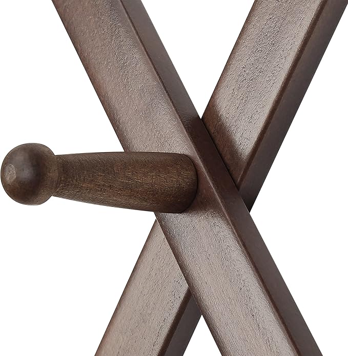 SKOLOO Accordion Wall Hanger with 28 Hooks, Modern Expandable Coat Rack Hat Rack for Wall, Solid Wooden, Walnut Color - Image 6