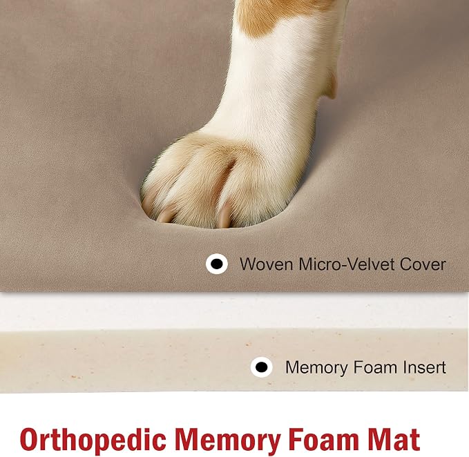Majestic Pet Orthopedic Memory Foam Dog Crate Mat - Plush Pet Bed Pad for Crates & Kennels | USA Crafted | 30"x21" Villa Pearl - Image 5