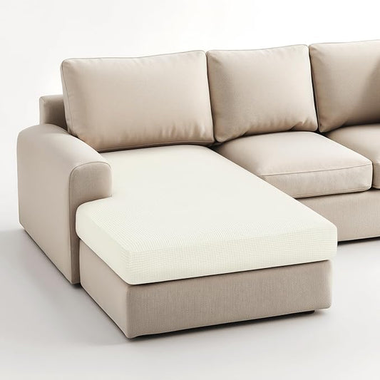 Hokway Stretch Chaise Cover Individual Couch Cushion Slipcovers Reversible Cushion Protector Slipcovers Sofa Cushion Protector Covers (Chaise Cover, Creamwhite) by Hokway