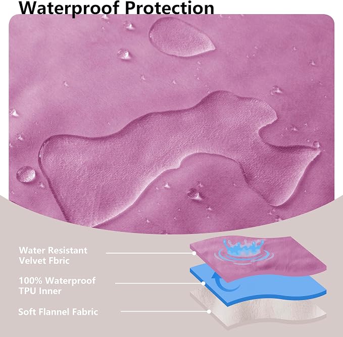 Waterproof Blanket - Reversible Dog Throw as Furniture Protector | Soft Velvet & Flannel, TPU Leak-Proof Liner, Machine Washable, Fits Couch and Bed, 68" x 82", Purple/Cream - Image 3