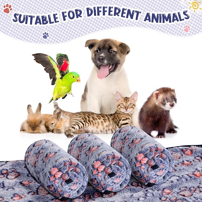 Tatuo 4 Pack Fleece Dog Blankets for Puppy Cats Multi-Size Sleep Mat for Pet Guinea Pig Soft Washable Warm Crate Bed Puppy Teething Toys Print Pattern Blanket Indoor(Blue,24 x 16 Inch,Paw) - Image 5