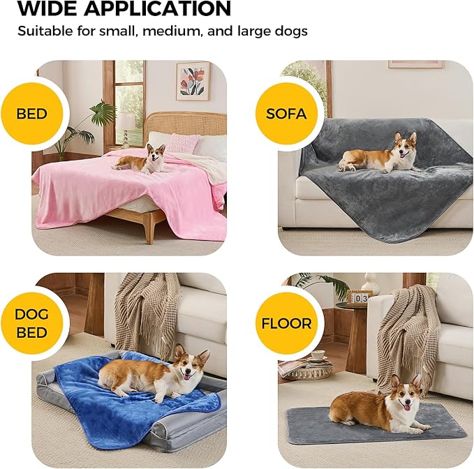 Sunheir Waterproof Blanket for King Size Bed - 108"x86" Soft Reversible Sherpa Fleece Flannel Dog Blankets for Large Dogs, Pet Blanket for Bed, Couch, Soft Plush Furniture Protector, Pink - Image 5