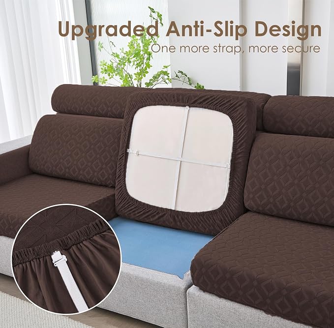 Genina Waterproof Couch Cushion Covers for Pets Washable Sofa Seat Covers | Non Slip,Stretch Jacquard Fabric,Pet Hair & Scratch Protection,Easy Installation,Furniture Protector,Sectional Sofa,1 Piece - Image 6