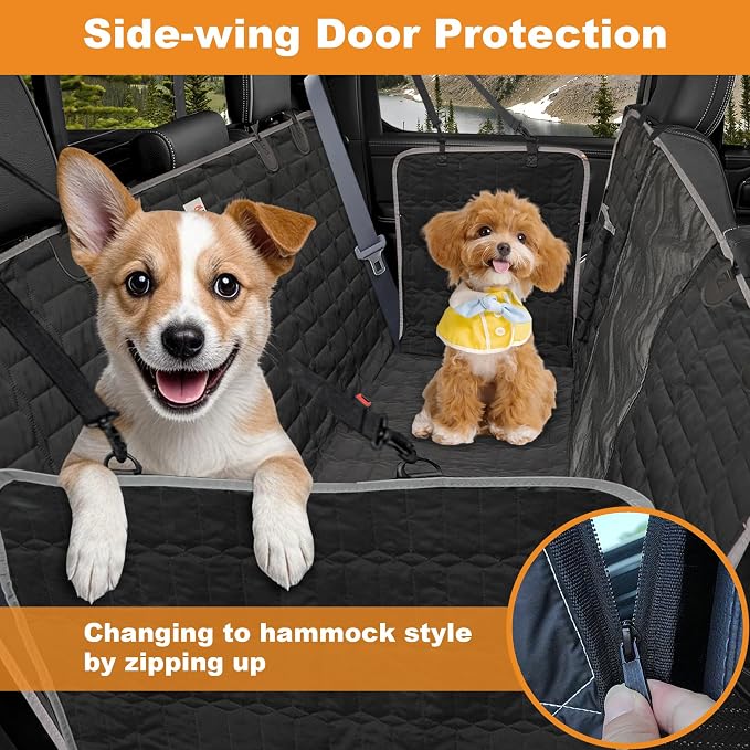 Reliadura Dog Car Seat Cover for Trucks, Waterproof Back Seat Hammock with Mesh Window and Side Flaps, Rear Protector for Ford F150 Ram 1500 Silverado Sierra - Image 3