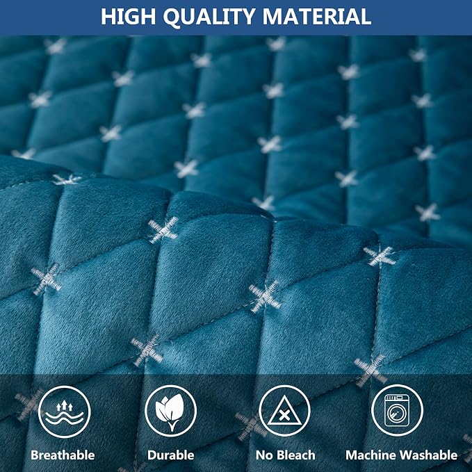 Eismodra Couch Cover,Sectional Couch Covers,Sofa Covers for 3 Cushion Couch,Anti-Slip Sofa Slipcovers for Dogs Cats Kids Loveseat Recliner L Shaped Armrest Backrest,Blue 36''x36''(Only 1 Piece) - Image 3