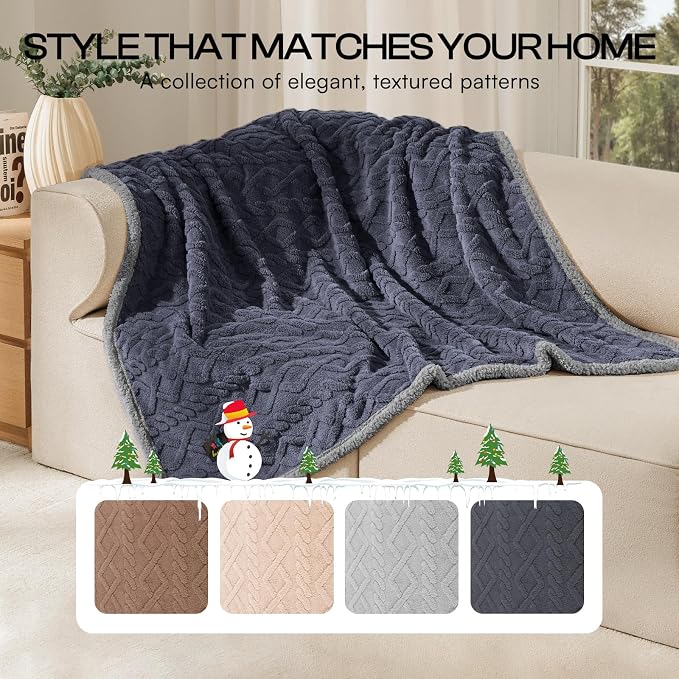 Luciphia Waterproof Dog Blanket, Reversible Sherpa Fleece for Couch Cover | Reversible waterproof pet blanket soft fleece machine washable protect couch bed, Dark Grey 57" x 40" - Image 5