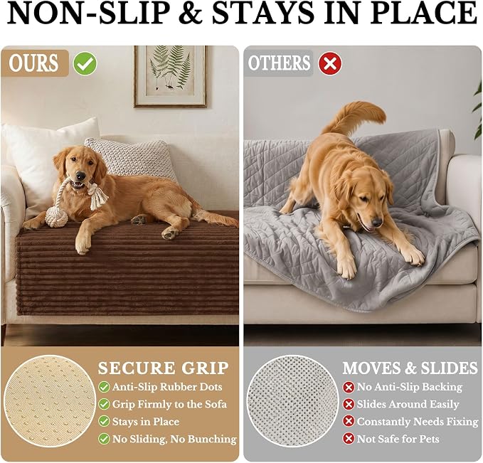Smiry Waterproof Couch Cover for Dogs, Washable Non Slip Plush Protector | Waterproof Protection, Plush Flannel, Non Slip Backing, Pet Hair & Scratch Protection, Soft Cover (36" x 82.7") - Image 3