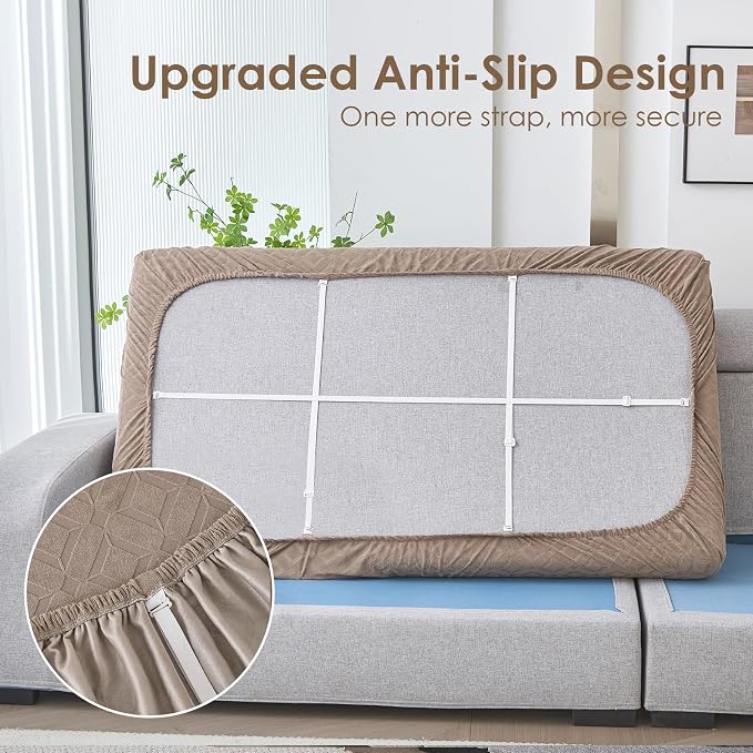 Genina Waterproof Couch Cushion Covers for Pets Washable Sofa Seat Covers | Non Slip,Stretch Jacquard Fabric,Pet Hair & Scratch Protection,Easy Installation,Furniture Protector,Loveseat Cover - Image 4