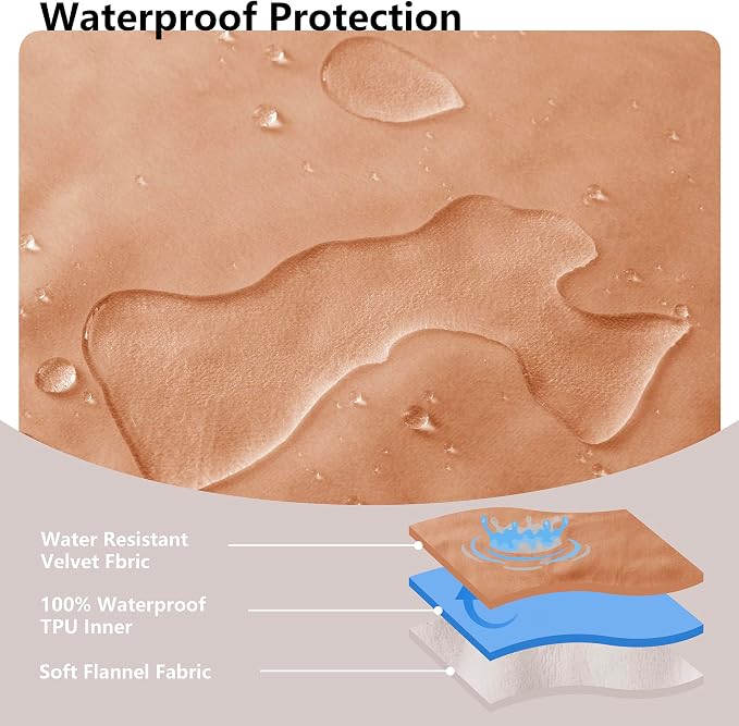 Waterproof Blanket - Reversible Dog Throw as Furniture Protector | Soft Velvet & Flannel, TPU Leak-Proof Liner, Machine Washable, Fits Couch and Bed, 68" x 82", Orange/Cream - Image 3
