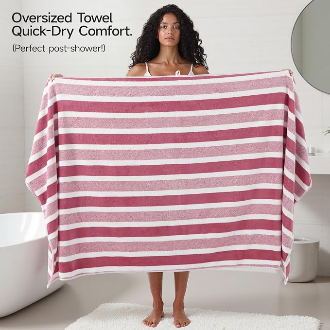 REDKISS 6-Piece Microfiber Bath Towel Set, Ultra Soft, Highly Absorbent & Quick Dry, 35x70 Inch Oversized, Pinkish red Towels for Bathroom, Spa, Gym, 2 Bath 2 Hand 2 Washcloths - - Image 7