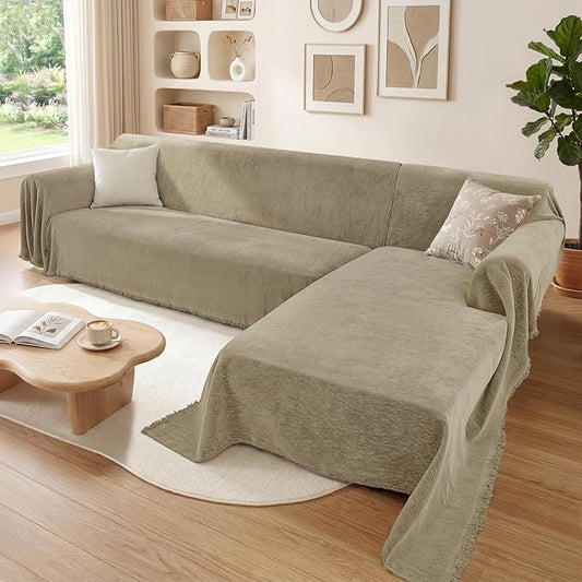 2 Pieces Sectional Couch Covers L Shaped Cover XL Quicksand | Thick Washable Fabric for L Shaped Sectional Sofa, Anti-Pet Hair, Stain & Wear Resistant, Easy Care & Installation by Unknown