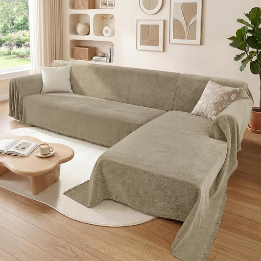 2 Pieces Sectional Couch Covers L Shaped Cover XXXL Quicksand | Thick Washable Fabric for L Shaped Sectional Sofa, Anti-Pet Hair, Stain & Wear Resistant, Easy Care & Installation by Unknown